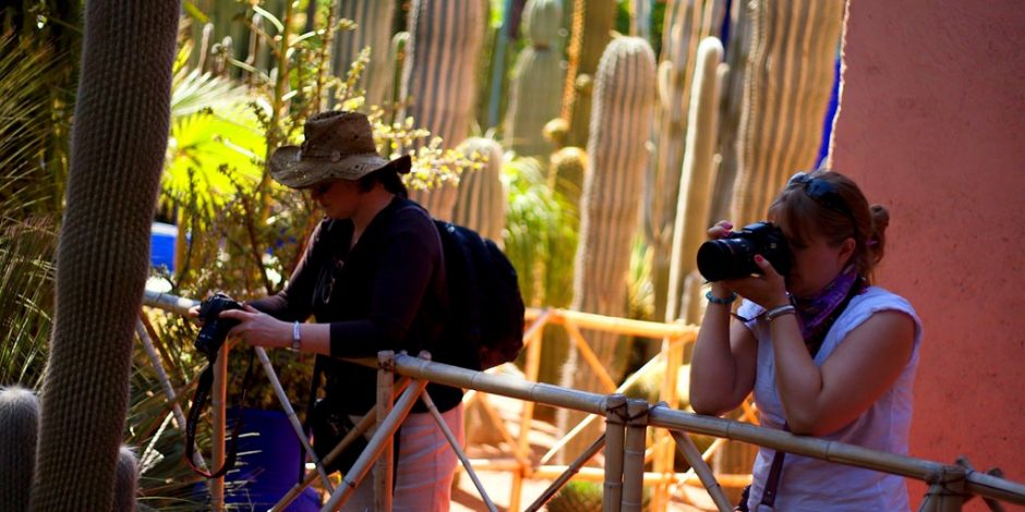 tourists in majorel garden