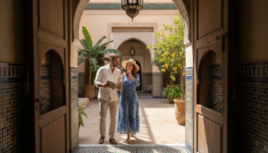 Couple enjoying luxury riad in Marrakech