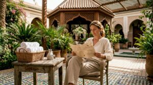 Guest waiting in Moroccan spa lounge