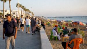 Wide view of Tangier harbor and waterfront