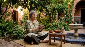 Woman enjoying Moroccan wellness spa ritual